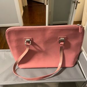 Pink Leather Laptop Bag- measures 16x12 inches